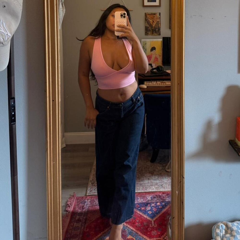 Pink deep v tank